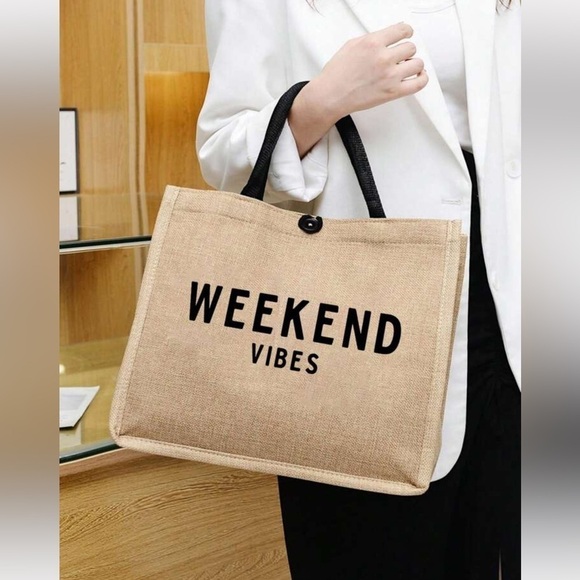 Khaki Linen beach bag - Picture 2 of 8